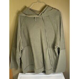 Mittoshop Raw Edge Hoodie Pockets Long Sleeve Women’s Size Large 100% Cotton